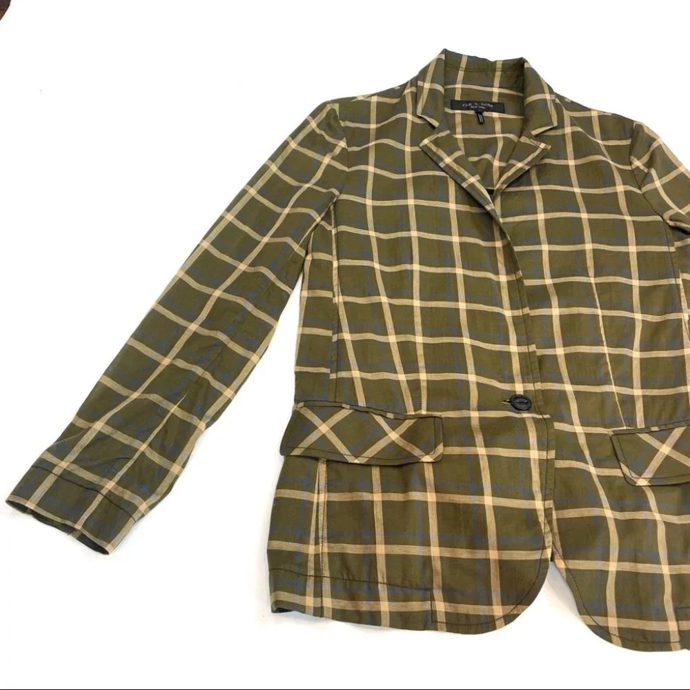 Rag and Bone Sybil Blazer Plaid Green (Size 0) - Picture 9 of 13